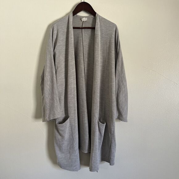 Anthropologie DONNI Ribbed Lightweight Pocket Sweater Coat Cardigan, Grey- O/S - Picture 1 of 9